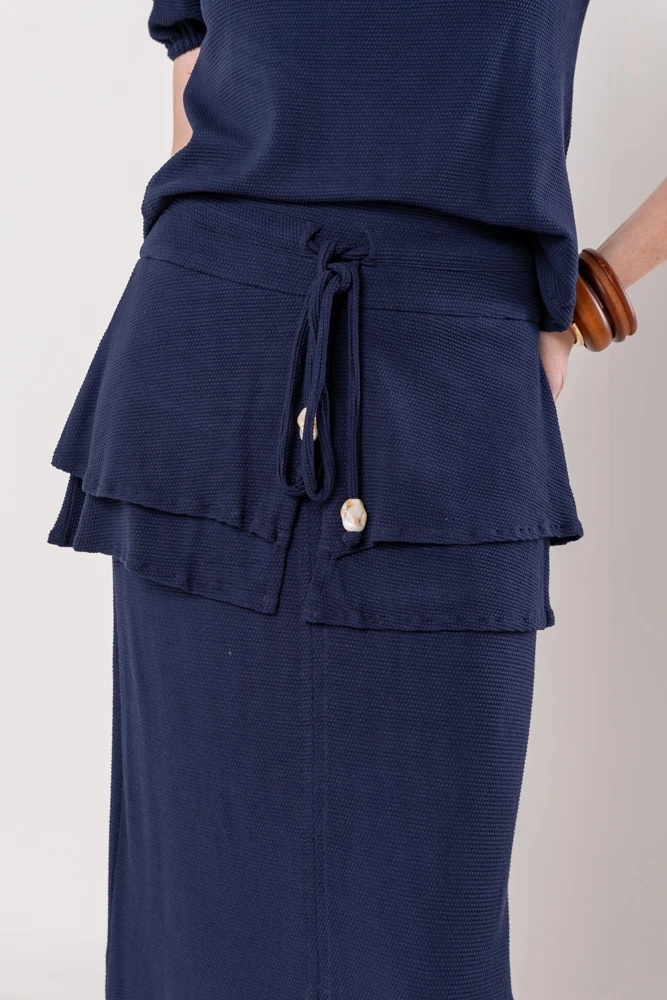 Hidrogênio - ROCKS DARK BLUE MIDI SKIRT - 20530426 Hidrogênio - ROCKS DARK BLUE MIDI SKIRT - 20530426