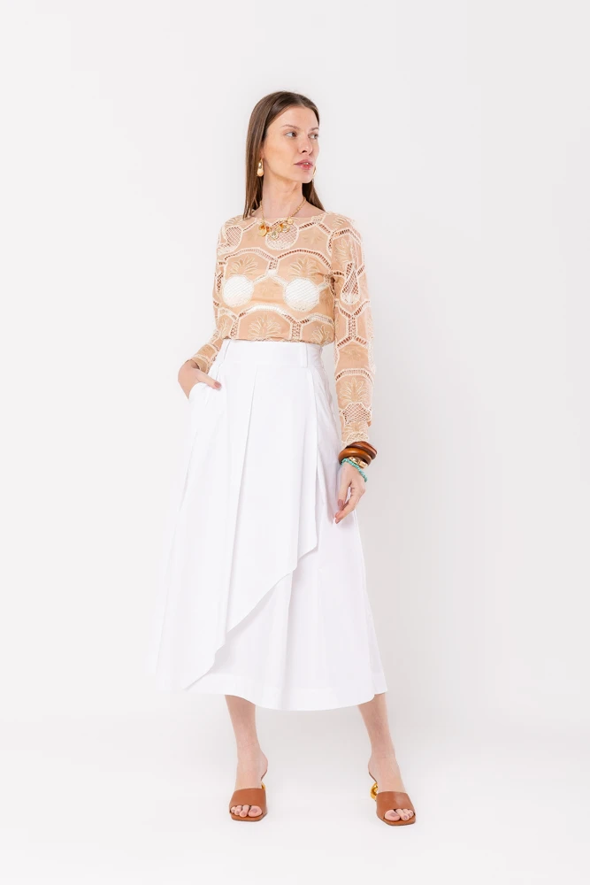 Hidrogênio - WHITE PLEATED WRAP SKIRT - 20507002 Hidrogênio - WHITE PLEATED WRAP SKIRT - 20507002