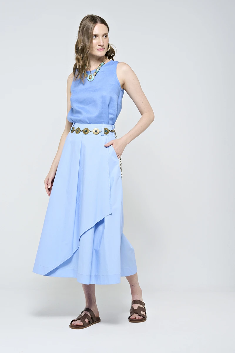 Hidrogênio - BABY BLUE PLEATED WRAP SKIRT - 20507111 Hidrogênio - BABY BLUE PLEATED WRAP SKIRT - 20507111