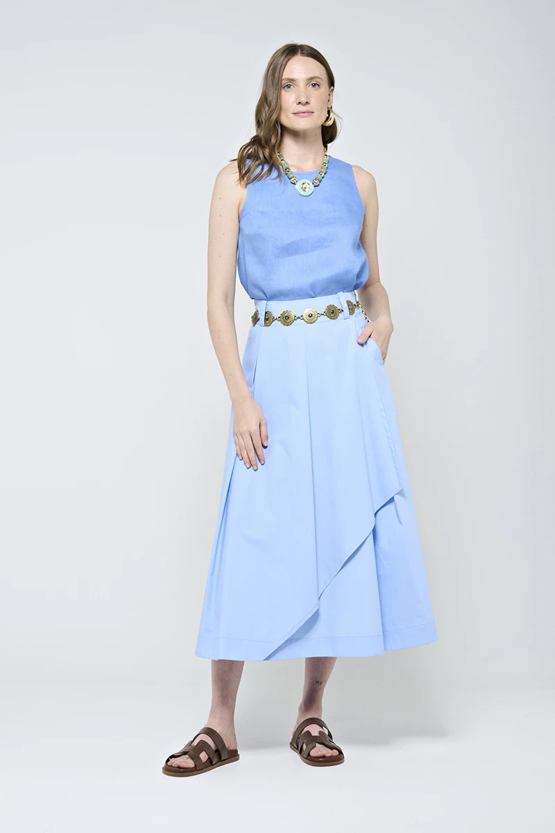 Hidrogênio - BABY BLUE PLEATED WRAP SKIRT - 20507111 Hidrogênio - BABY BLUE PLEATED WRAP SKIRT - 20507111