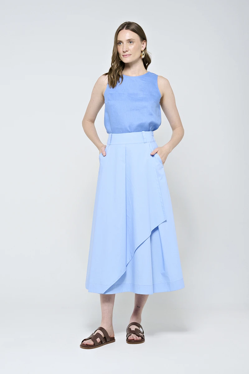 Hidrogênio - BABY BLUE PLEATED WRAP SKIRT - 20507111 Hidrogênio - BABY BLUE PLEATED WRAP SKIRT - 20507111