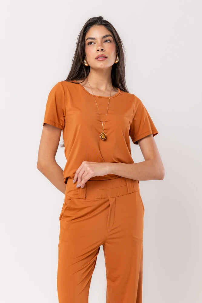 Hidrogênio - MG SHORT TERRA OVAL NECKLINE BLOUSE - 19602332