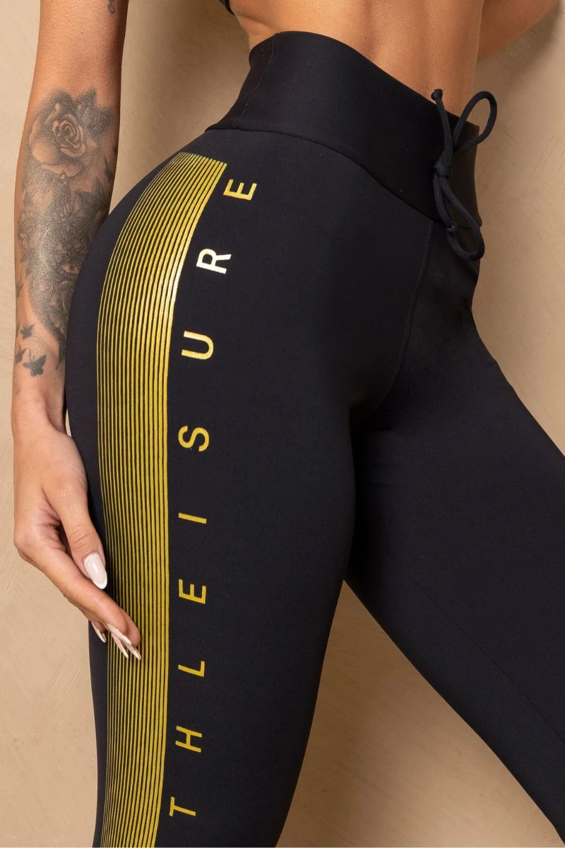 Hipkini - Fitness Breezy Black Legging with Golden Silk - 33331291 Hipkini - Fitness Breezy Black Legging with Golden Silk - 33331291