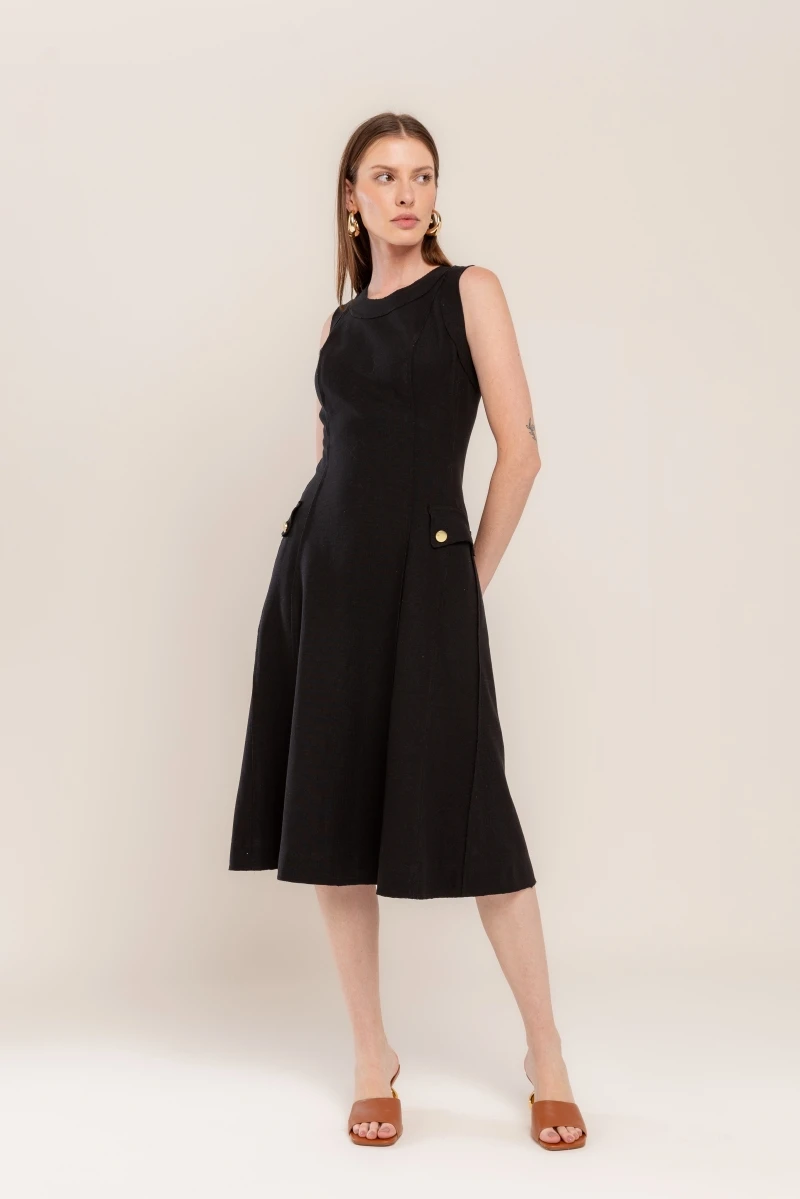 Hidrogênio - DRESS WITH CUTOUTS AND BLACK LAPEL - 20501001 Hidrogênio - DRESS WITH CUTOUTS AND BLACK LAPEL - 20501001