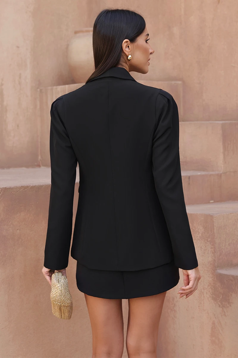 Dot Clothing - Blazer Dot Clothing Hazel Shoulder Pleats Black - 2816PRETO Dot Clothing - Blazer Dot Clothing Hazel Shoulder Pleats Black - 2816PRETO