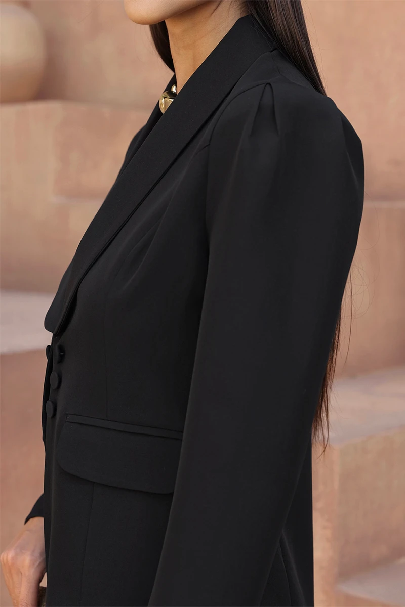 Dot Clothing - Blazer Dot Clothing Hazel Shoulder Pleats Black - 2816PRETO Dot Clothing - Blazer Dot Clothing Hazel Shoulder Pleats Black - 2816PRETO