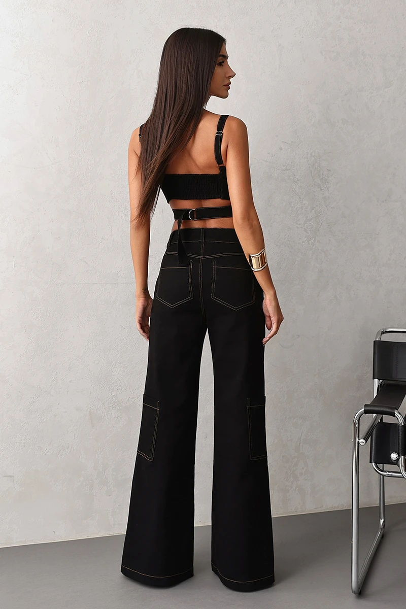 Dot Clothing - Set Dot Clothing Alina Cropped and Cargo Pants Black - 2656PRETO