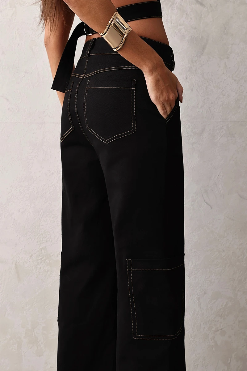 Dot Clothing - Set Dot Clothing Alina Cropped and Cargo Pants Black - 2656PRETO