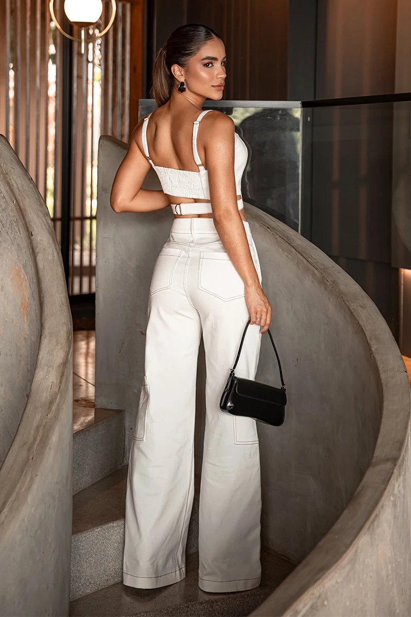 Dot Clothing - Set Dot Clothing Alina Cropped and Cargo Pants Off White - 2656OFF