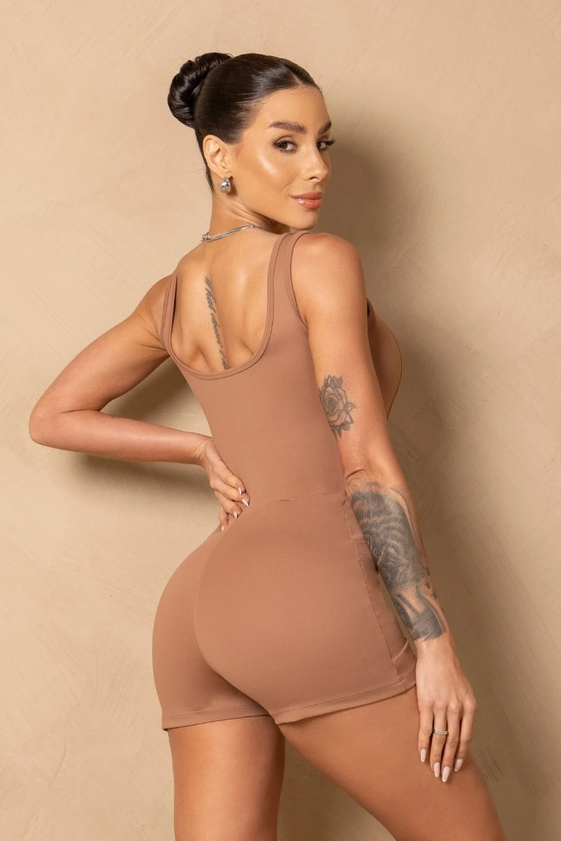 Hipkini - Breezy Caramel Romper with Side Pockets - 33331301 Hipkini - Breezy Caramel Romper with Side Pockets - 33331301