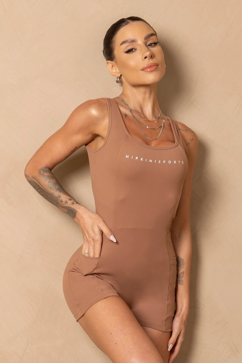 Hipkini - Breezy Caramel Romper with Side Pockets - 33331301 Hipkini - Breezy Caramel Romper with Side Pockets - 33331301