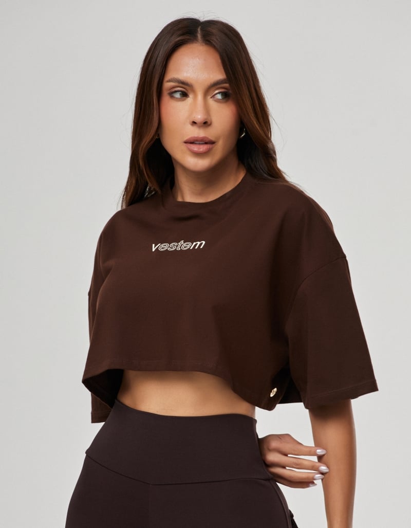 Vestem - Camiseta Cropped Feminina Legacy Marrom Mousse - BMC832.PE.C0688