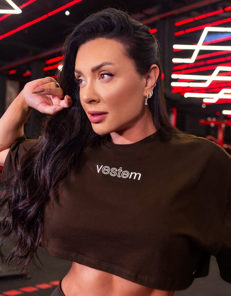 Vestem - Camiseta Cropped Feminina Legacy Marrom Mousse - BMC832.PE.C0688