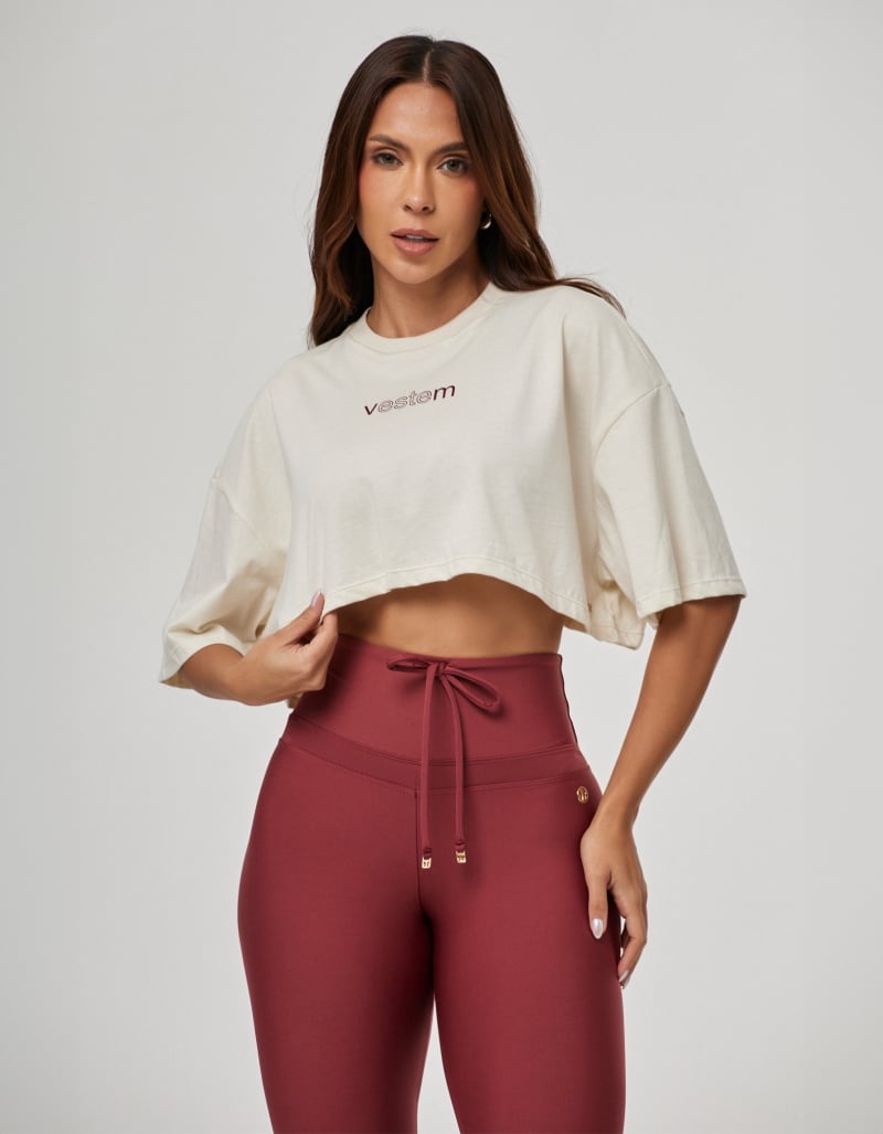 Vestem - Camiseta Cropped Feminina Legacy Bege Luna - BMC832.PE.C0692