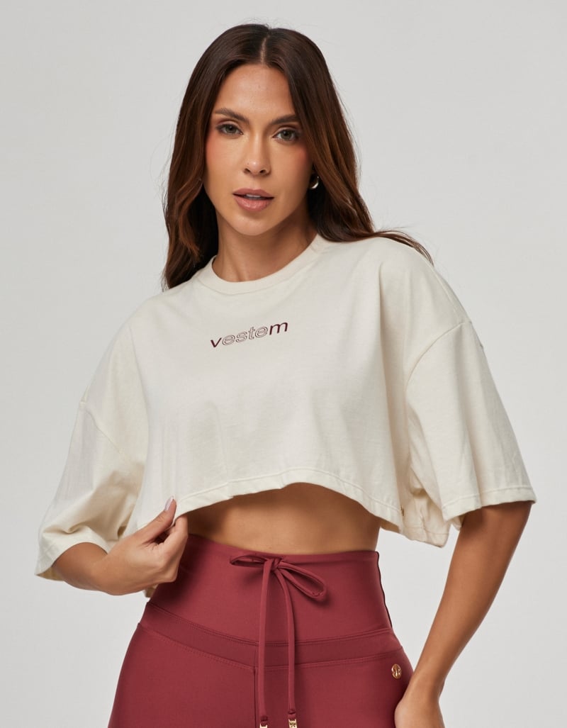 Vestem - Camiseta Cropped Feminina Legacy Bege Luna - BMC832.PE.C0692