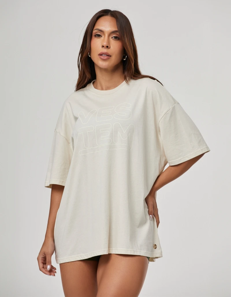 Vestem - Legacy Women's Oversized T-Shirt Beige Luna - BMC833.PE.C0692