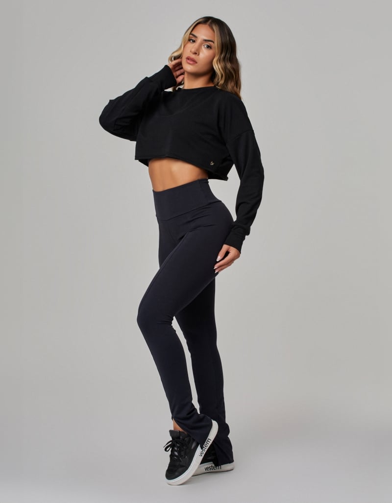 Vestem - Blusa Manga Longa Moletom Cropped Preto - BPML429.PE.C0002