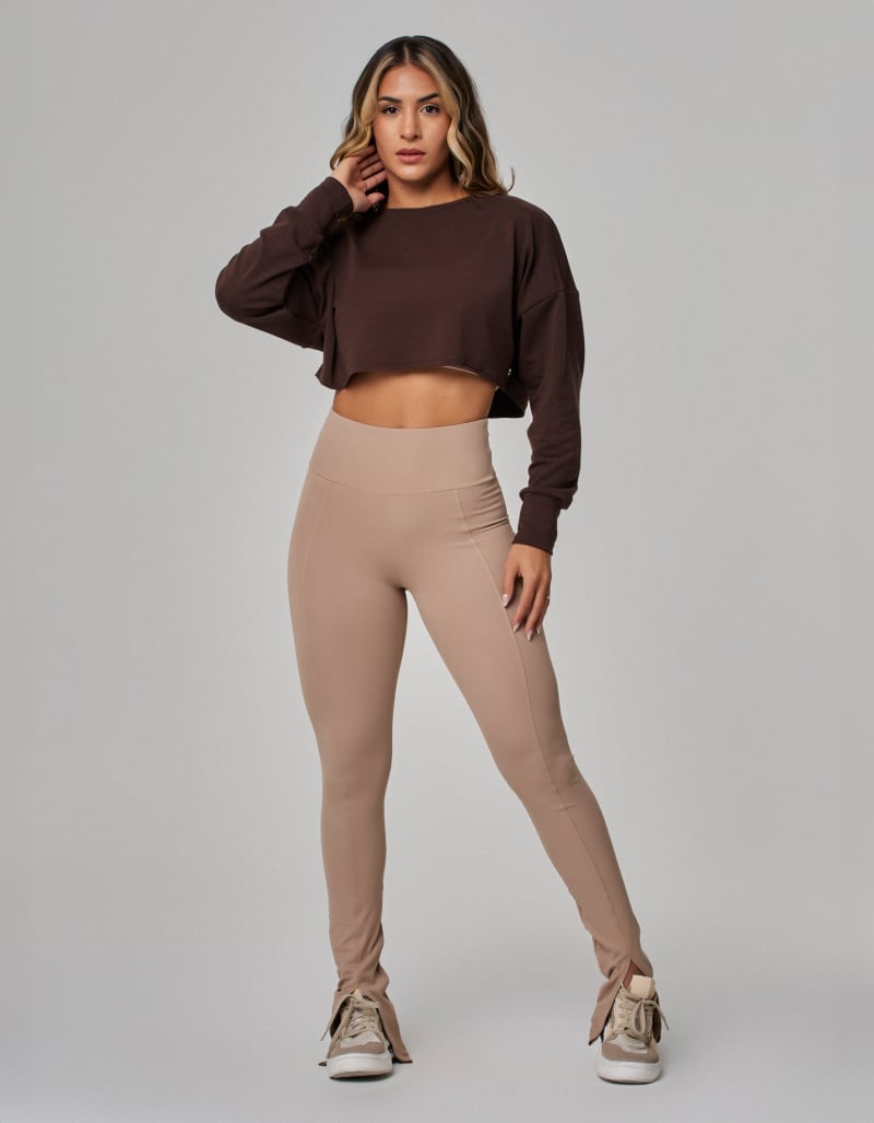 Vestem - Blusa Manga Longa Moletom Cropped Marrom Coffee - BPML429.PE.C0601