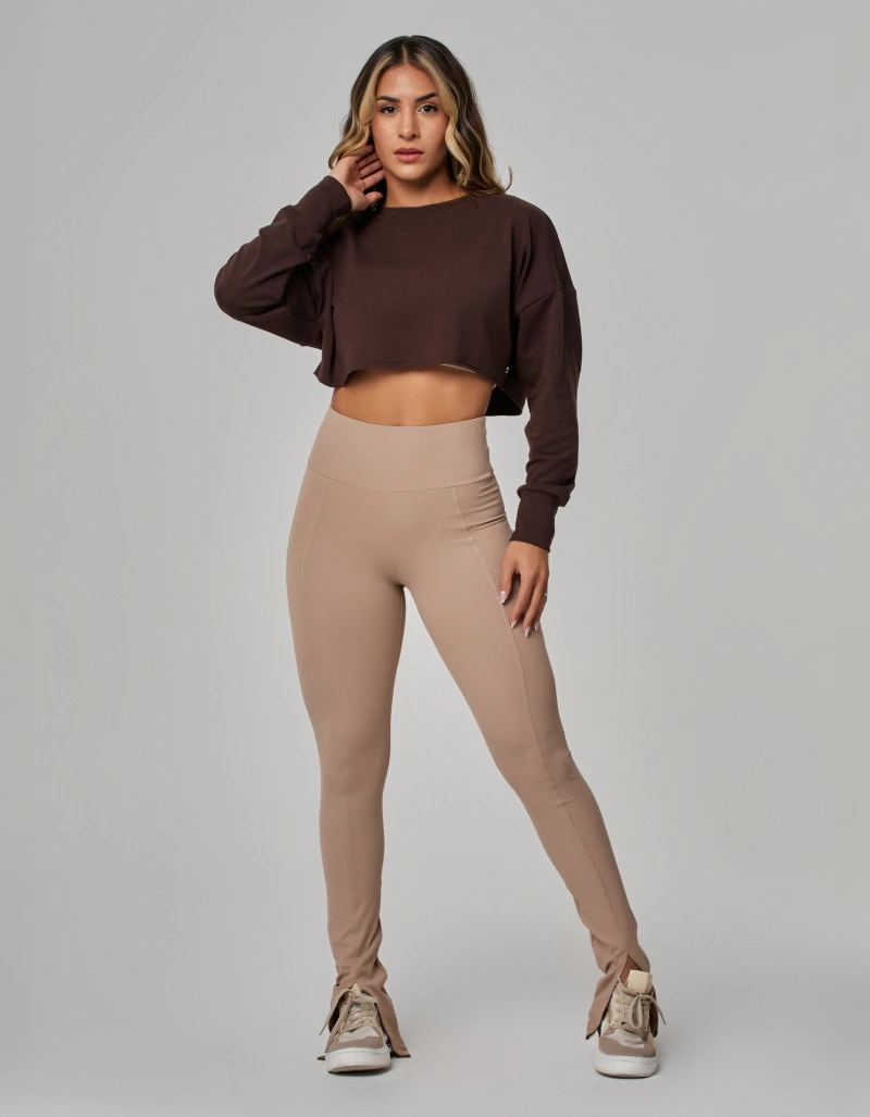 Vestem - Long Sleeve Shirt, Blouse, Cropped, Brown, Coffee - BPML429.PE.C0601