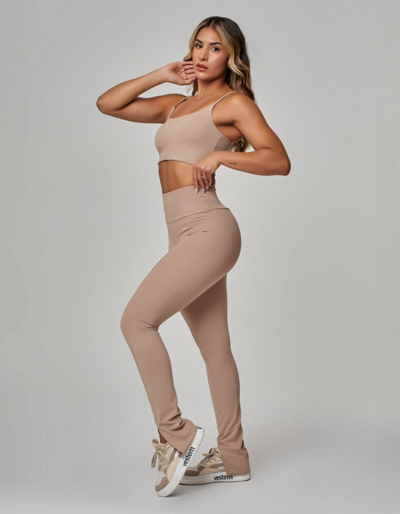 Vestem - Luxe Beige Kaki Slit Leggings - FS1609.PE.C0130