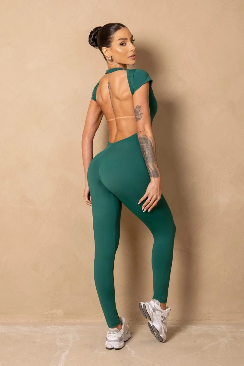 Hipkini - Fitness Breezy Green Short Sleeve Jumpsuit - 33331307