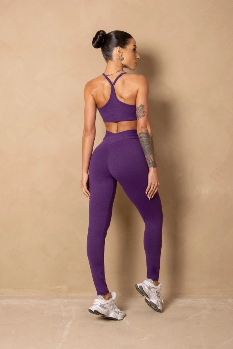 Hipkini - Breezy Purple Mixed Fitness Legging - 33331514 Hipkini - Breezy Purple Mixed Fitness Legging - 33331514