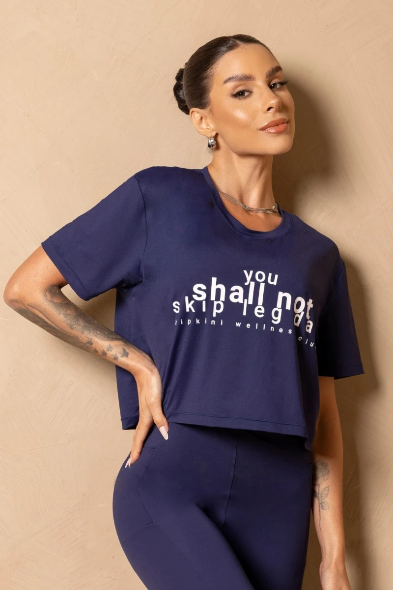 Hipkini - Navy Blue Breezy Cropped T-Shirt - 33331316