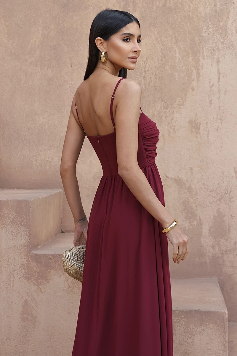 Dot Clothing - Dress Dot Clothing Longo Bethania Arola Gota Marsala - 2586MARS