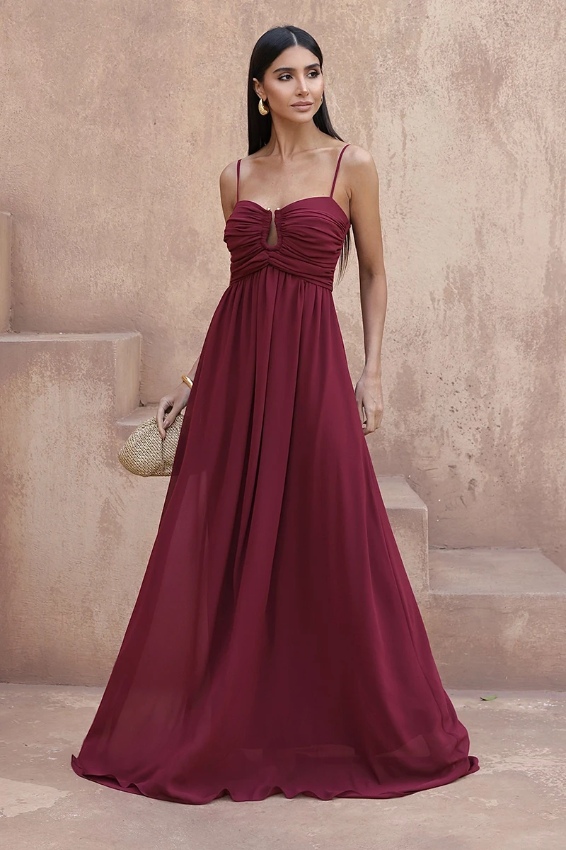 Dot Clothing - Dress Dot Clothing Longo Bethania Arola Gota Marsala - 2586MARS
