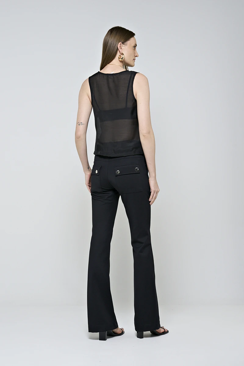 Hidrogênio - BLACK ORGANZA WIDE STRAP TANK TOP - 20496001 Hidrogênio - BLACK ORGANZA WIDE STRAP TANK TOP - 20496001