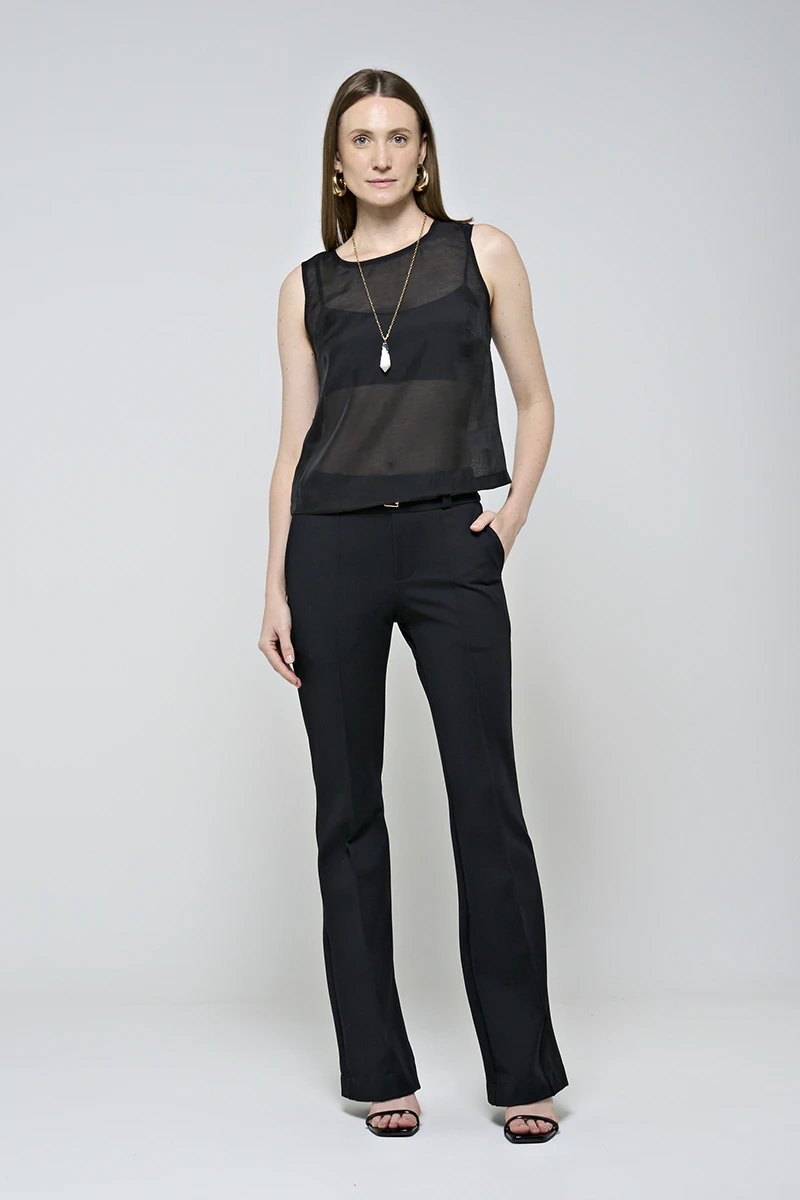 Hidrogênio - BLACK ORGANZA WIDE STRAP TANK TOP - 20496001 Hidrogênio - BLACK ORGANZA WIDE STRAP TANK TOP - 20496001