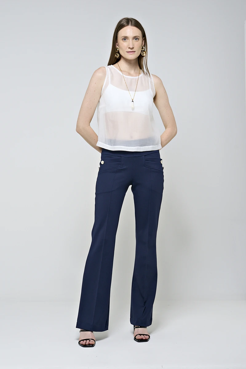 Hidrogênio - WIDE STRAP ORGANZA OFF-WHITE TANK TOP - 20496018