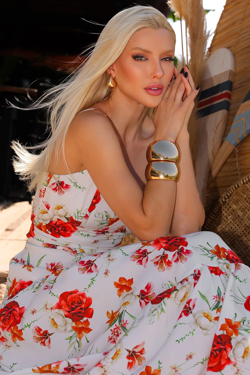 Miss Misses - Graziela Long Printed Dress with Pink Straps - 54665060 Miss Misses - Graziela Long Printed Dress with Pink Straps - 54665060