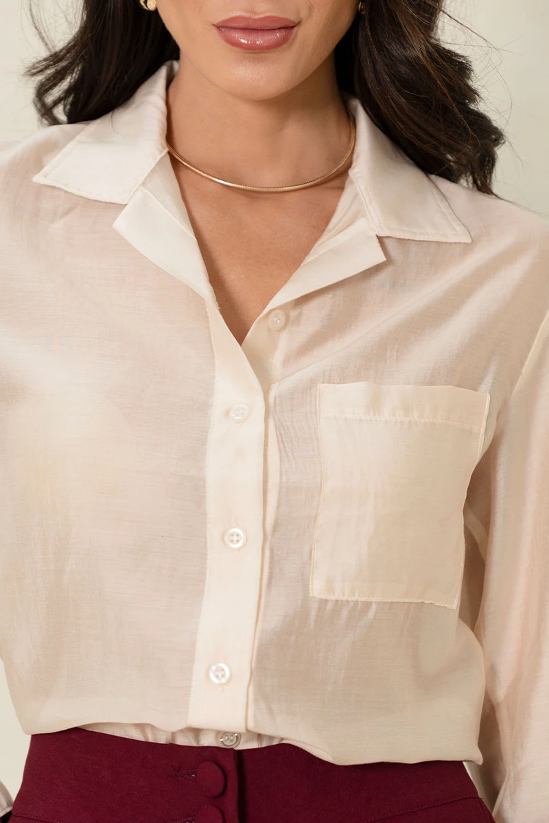 Miss Misses - Samara Long Sleeve Shirt with Boot Beige - 54664215