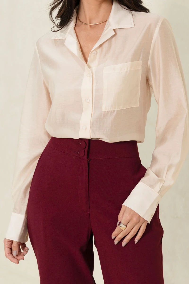 Miss Misses - Samara Long Sleeve Shirt with Boot Beige - 54664215