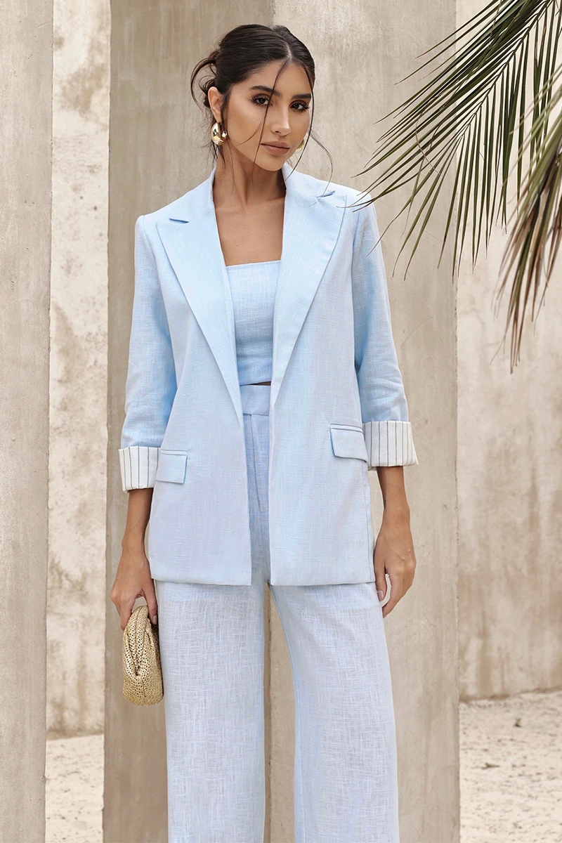 Dot Clothing - Blazer Dot Clothing Ariana Linen Blue - 2832AZUL Dot Clothing - Blazer Dot Clothing Ariana Linen Blue - 2832AZUL