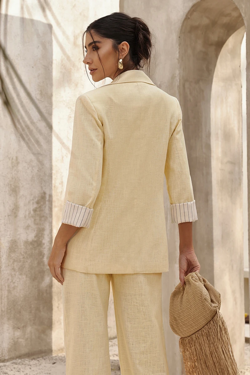 Dot Clothing - Blazer Dot Clothing Ariana Yellow Linen - 2832AMAR Dot Clothing - Blazer Dot Clothing Ariana Yellow Linen - 2832AMAR