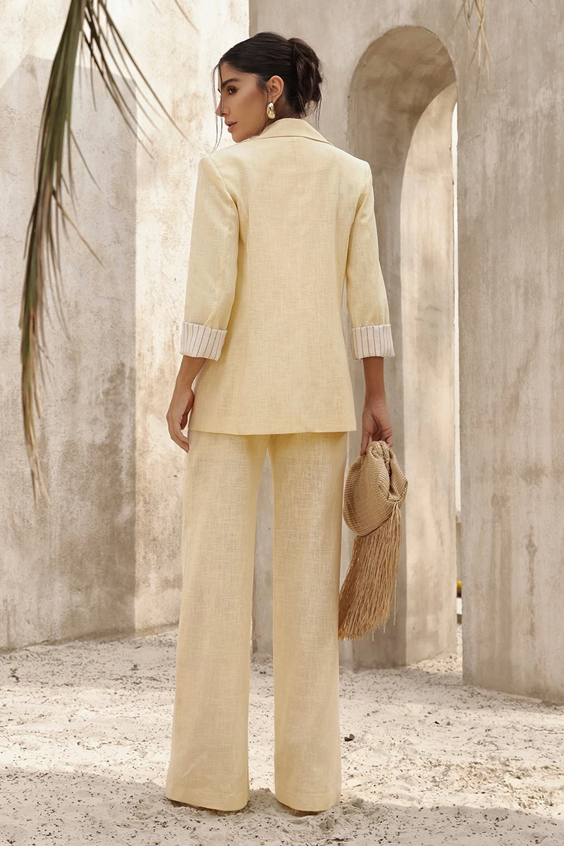 Dot Clothing - Blazer Dot Clothing Ariana Yellow Linen - 2832AMAR Dot Clothing - Blazer Dot Clothing Ariana Yellow Linen - 2832AMAR