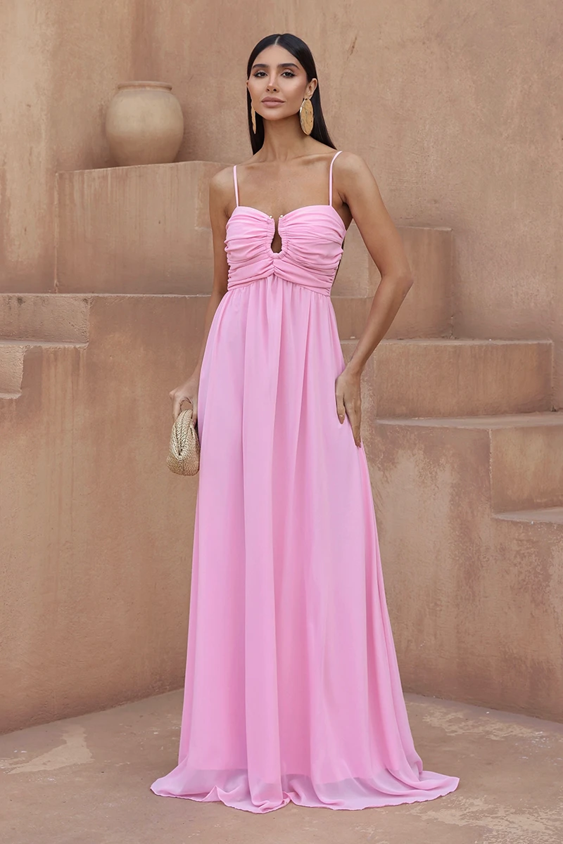 Dot Clothing - Dress Dot Clothing Longo Bethania Argola Gota pink - 2586ROSA Dot Clothing - Dress Dot Clothing Longo Bethania Argola Gota pink - 2586ROSA