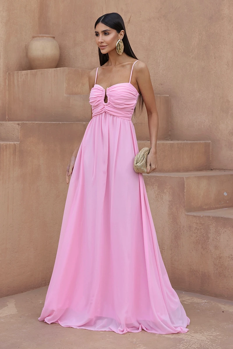 Dot Clothing - Dress Dot Clothing Longo Bethania Argola Gota pink - 2586ROSA Dot Clothing - Dress Dot Clothing Longo Bethania Argola Gota pink - 2586ROSA