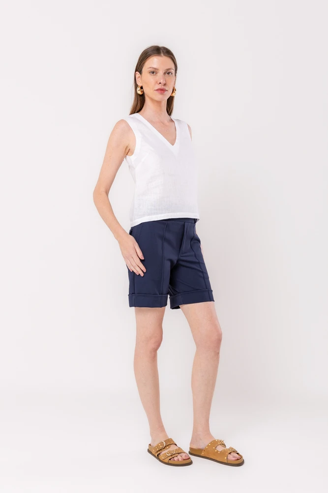 Hidrogênio - WHITE LINEN V-NECK TANK TOP - 20534002 Hidrogênio - WHITE LINEN V-NECK TANK TOP - 20534002