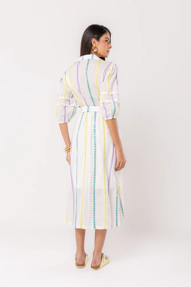 Hidrogênio - Embroidered dress with lavender tassel sash - 20554596 Hidrogênio - Embroidered dress with lavender tassel sash - 20554596