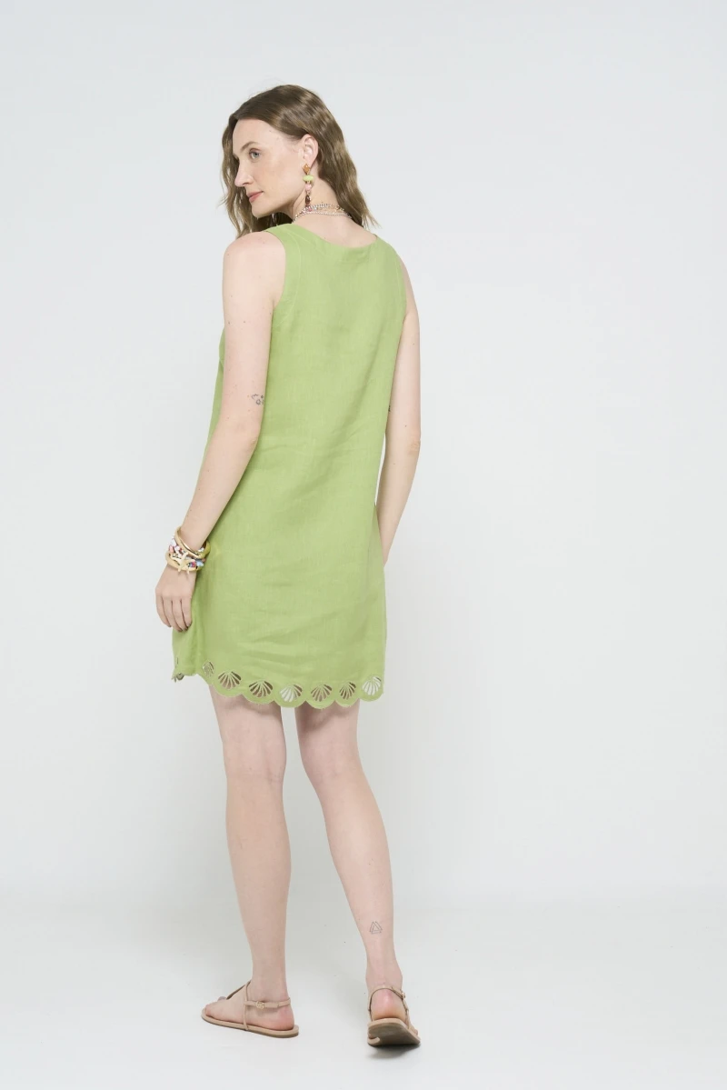 Hidrogênio - GRASS GREEN LINEN MINI DRESS WITH STRAP - 20547597 Hidrogênio - GRASS GREEN LINEN MINI DRESS WITH STRAP - 20547597