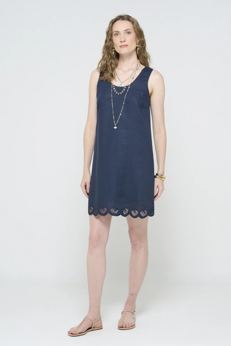 Hidrogênio - NAVY LINEN MINI DRESS WITH STRAP - 20547004 Hidrogênio - NAVY LINEN MINI DRESS WITH STRAP - 20547004