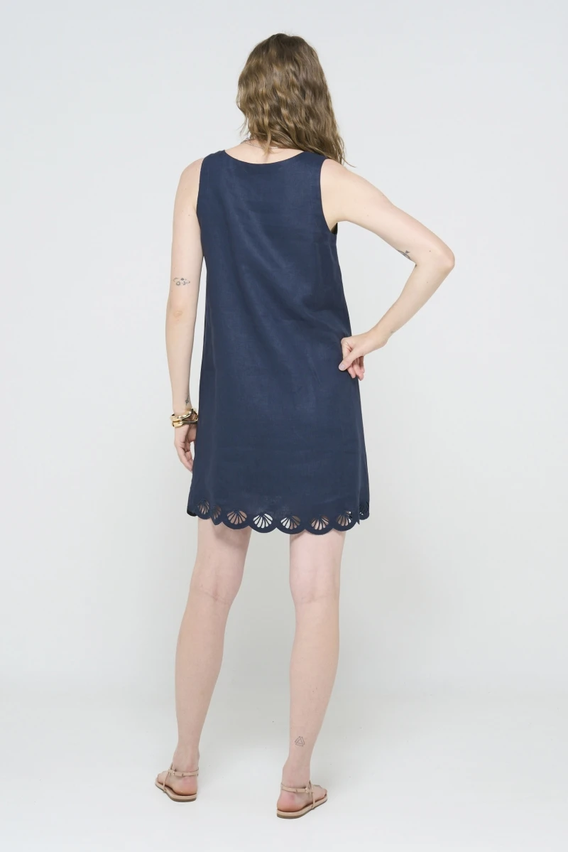 Hidrogênio - NAVY LINEN MINI DRESS WITH STRAP - 20547004 Hidrogênio - NAVY LINEN MINI DRESS WITH STRAP - 20547004