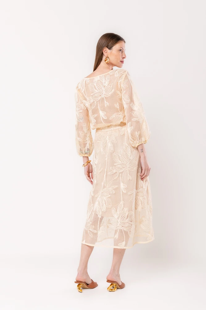 Hidrogênio - Semi-flared skirt in beige fabric - 20587003 Hidrogênio - Semi-flared skirt in beige fabric - 20587003