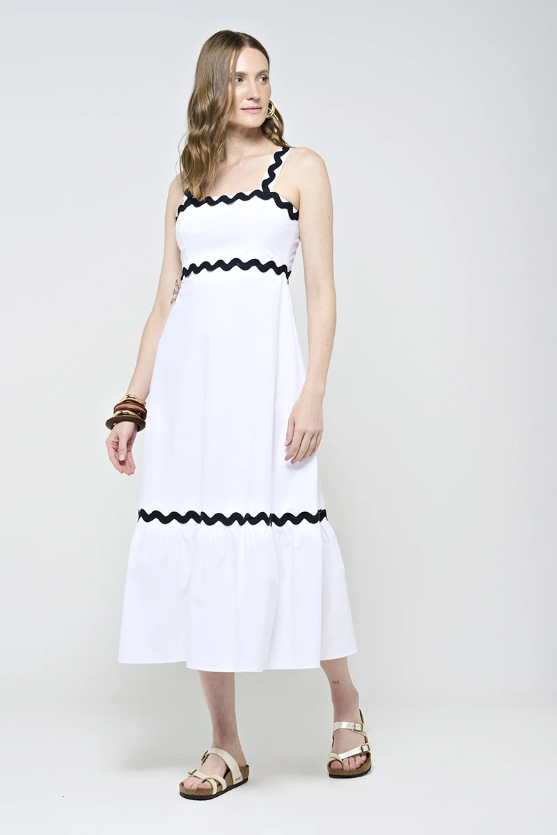 Hidrogênio - MIDI DRESS WITH WHITE SIANINHA - 20568002