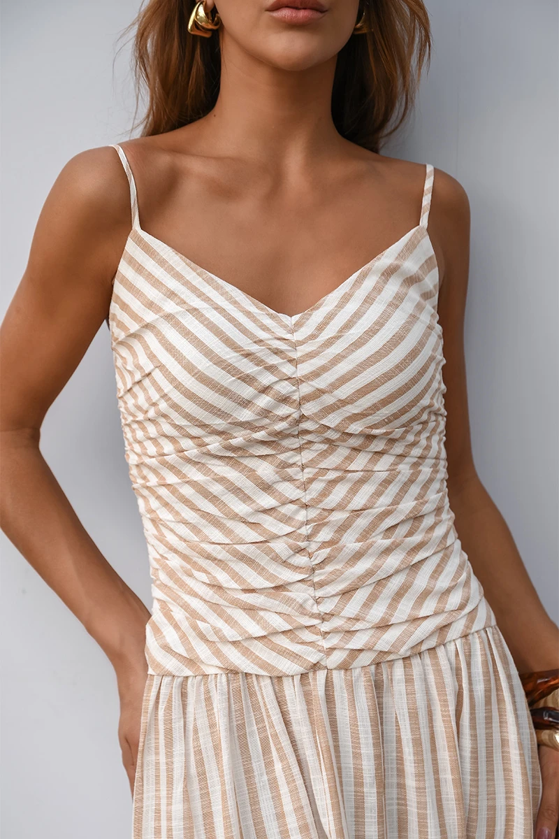 Dot Clothing - Dress Dot Clothing Taylor Striped Longuete Beige - 2852BEGE Dot Clothing - Dress Dot Clothing Taylor Striped Longuete Beige - 2852BEGE