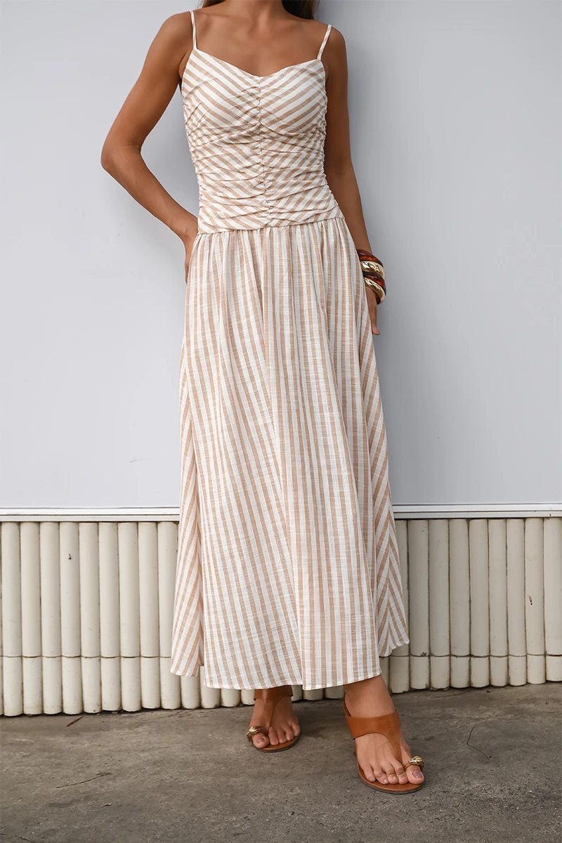 Dot Clothing - Dress Dot Clothing Taylor Striped Longuete Beige - 2852BEGE Dot Clothing - Dress Dot Clothing Taylor Striped Longuete Beige - 2852BEGE