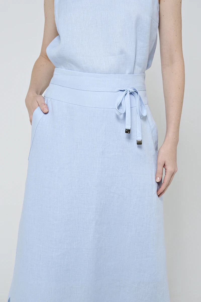 Hidrogênio - Long skirt with slit and baby blue drawstring. - 20559111